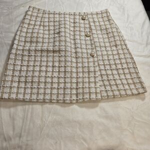 Chic Plaid Mini Skirt - Cream and Brown